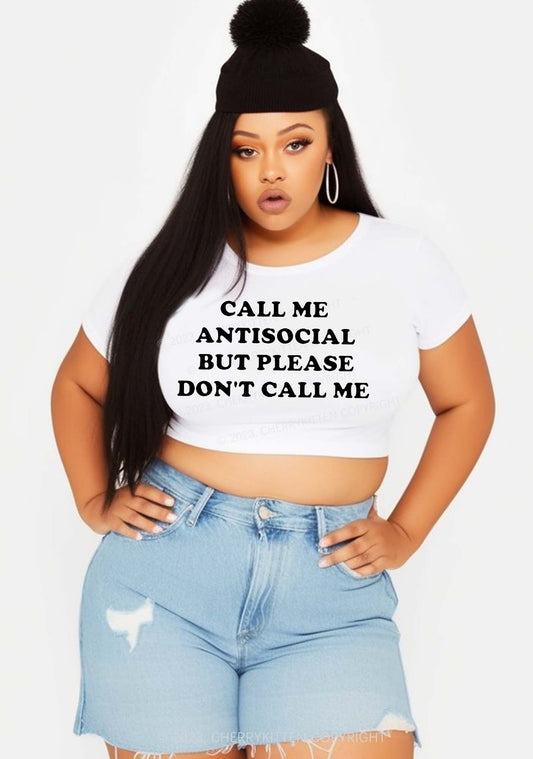 Curvy Call Me Antisocial Y2K Baby Tee Cherrykitten