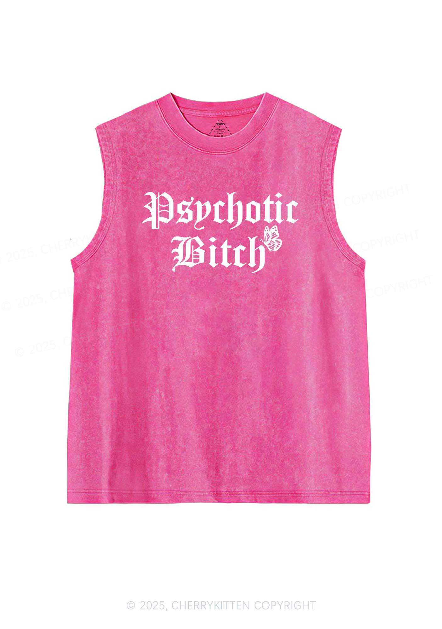 Psychotic Bxxch Y2K Washed Tank Cherrykitten