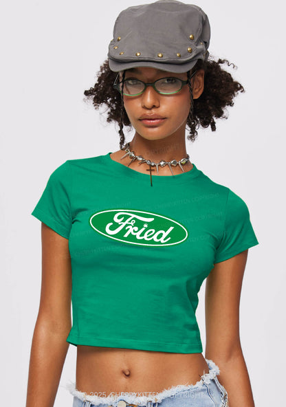 Green Fried Y2K Baby Tee Cherrykitten