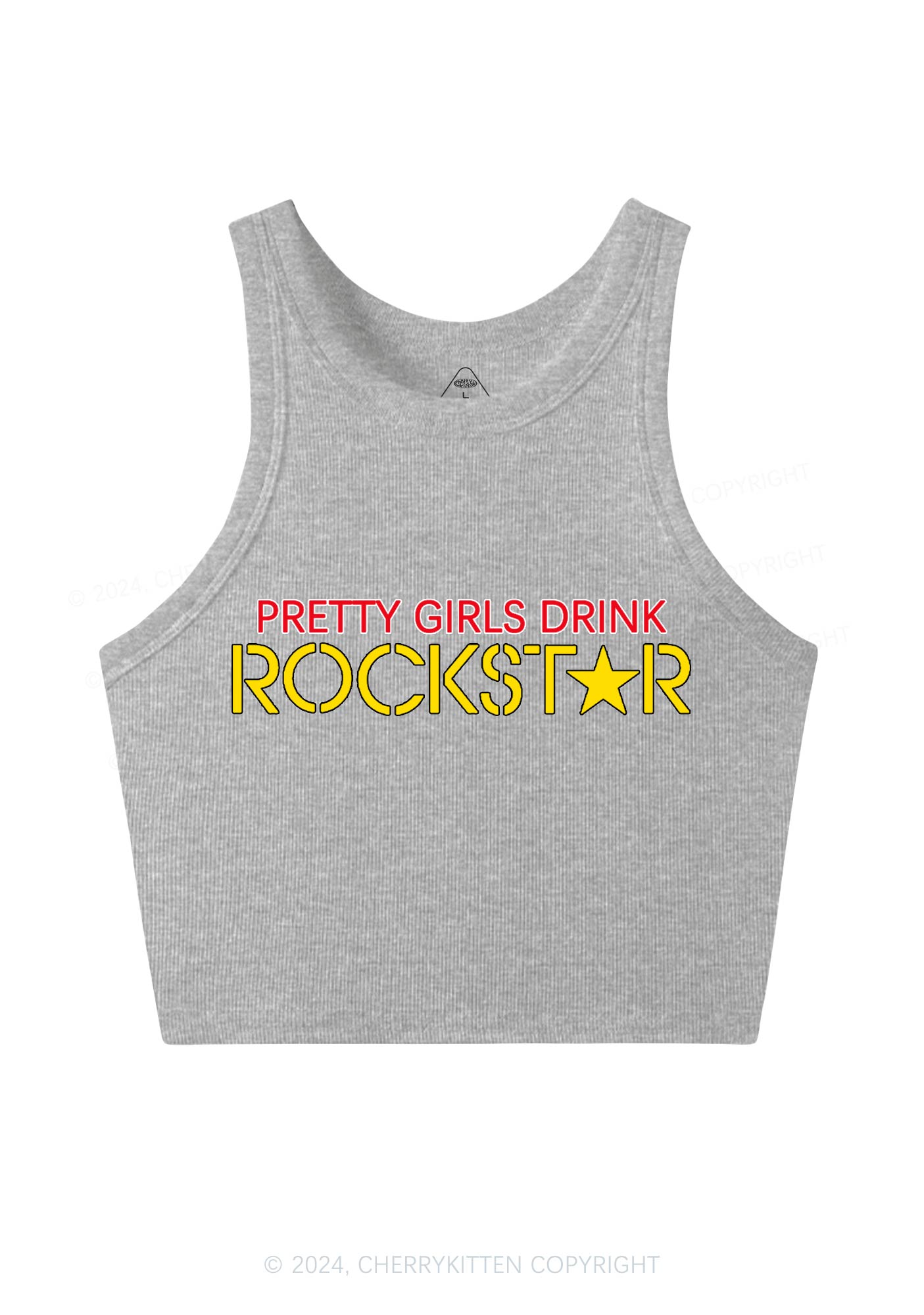 Pretty Girls Drink Rockstar Y2K Crop Tank Top Cherrykitten