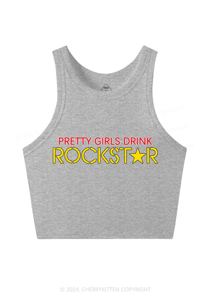 Pretty Girls Drink Rockstar Y2K Crop Tank Top Cherrykitten