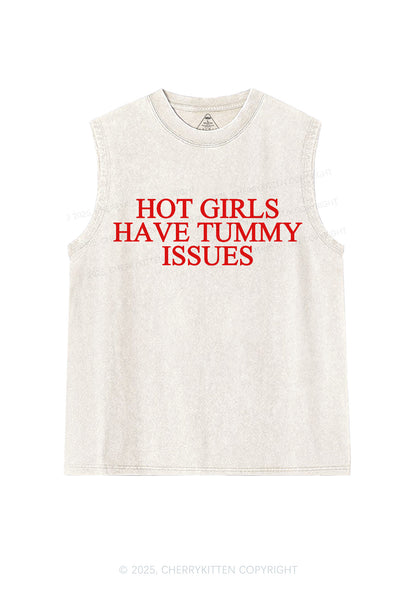 Hot Girls Have Tummy Issues Y2K Washed Tank Cherrykitten