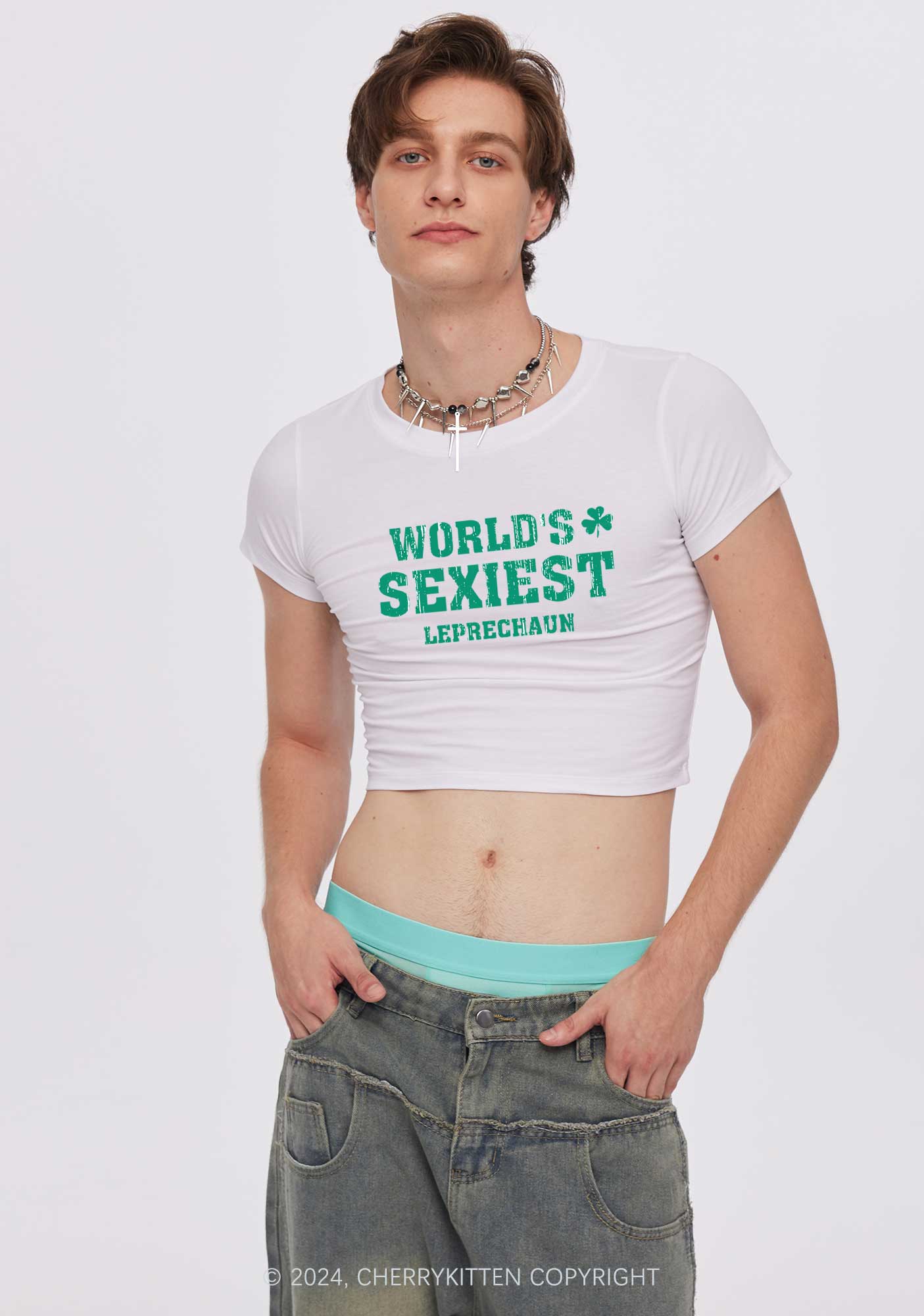 Worlds Sexiest Leprechaun St Patricks Y2K Baby Tee Cherrykitten