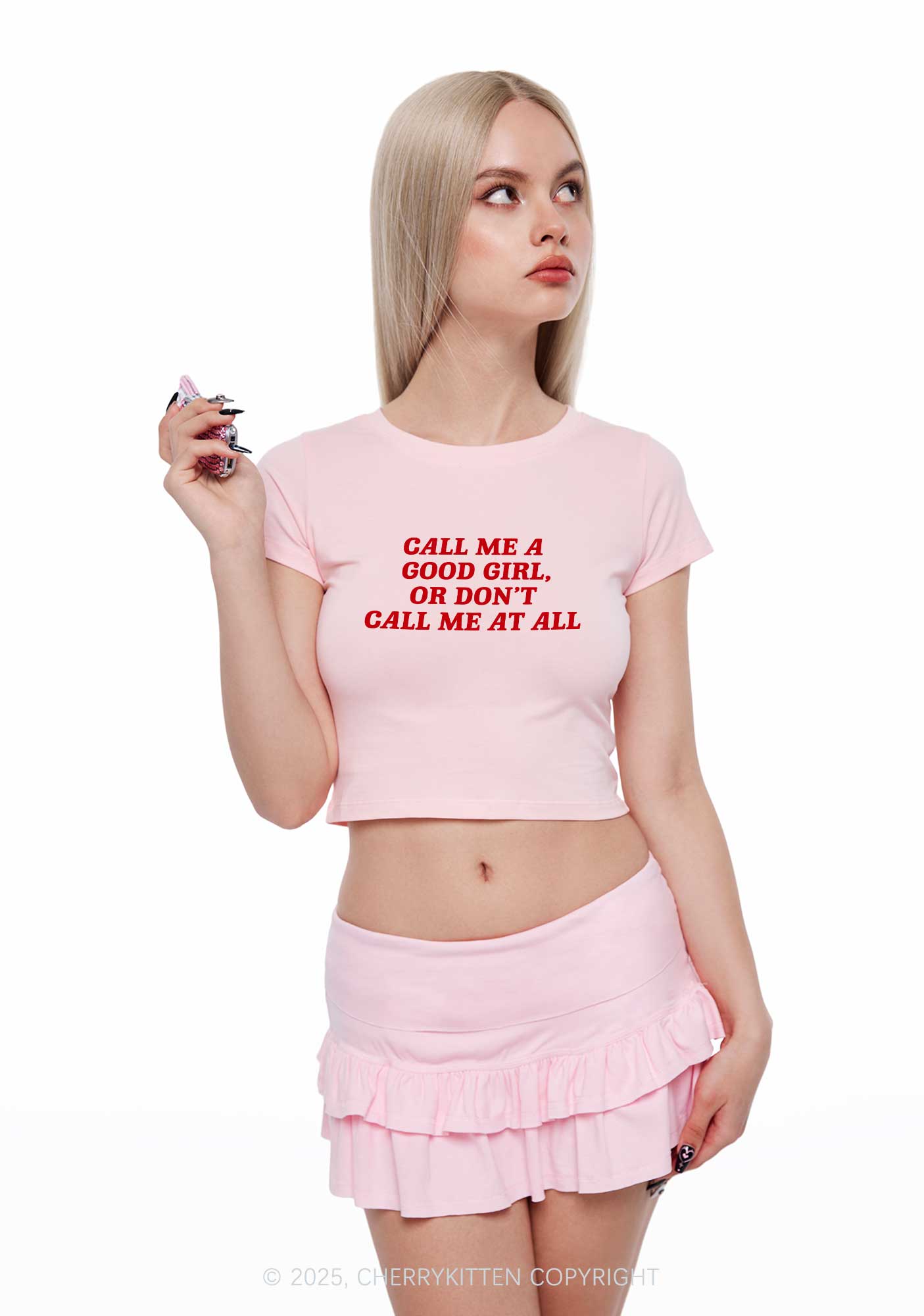 Call Me Good Girl Y2K Baby Tee Cherrykitten