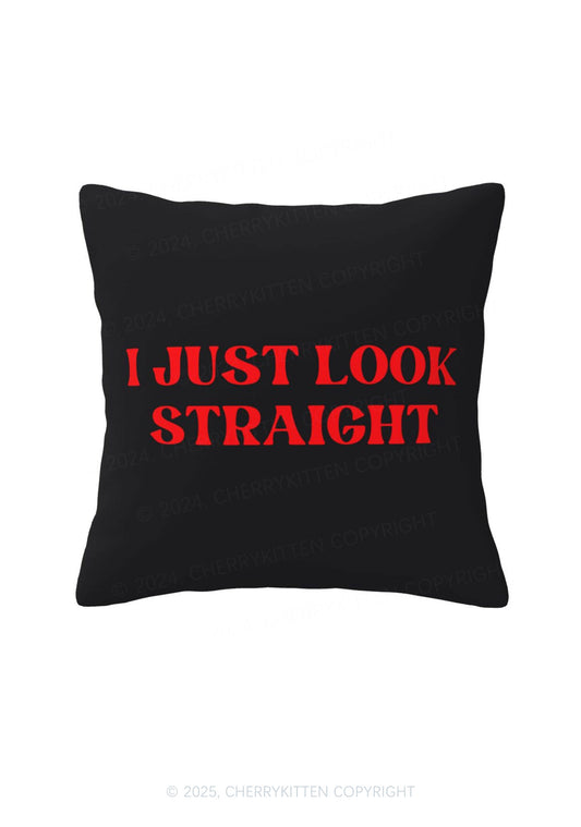 I Just Look Straight Y2K Throw Pillow Cover Cherrykitten