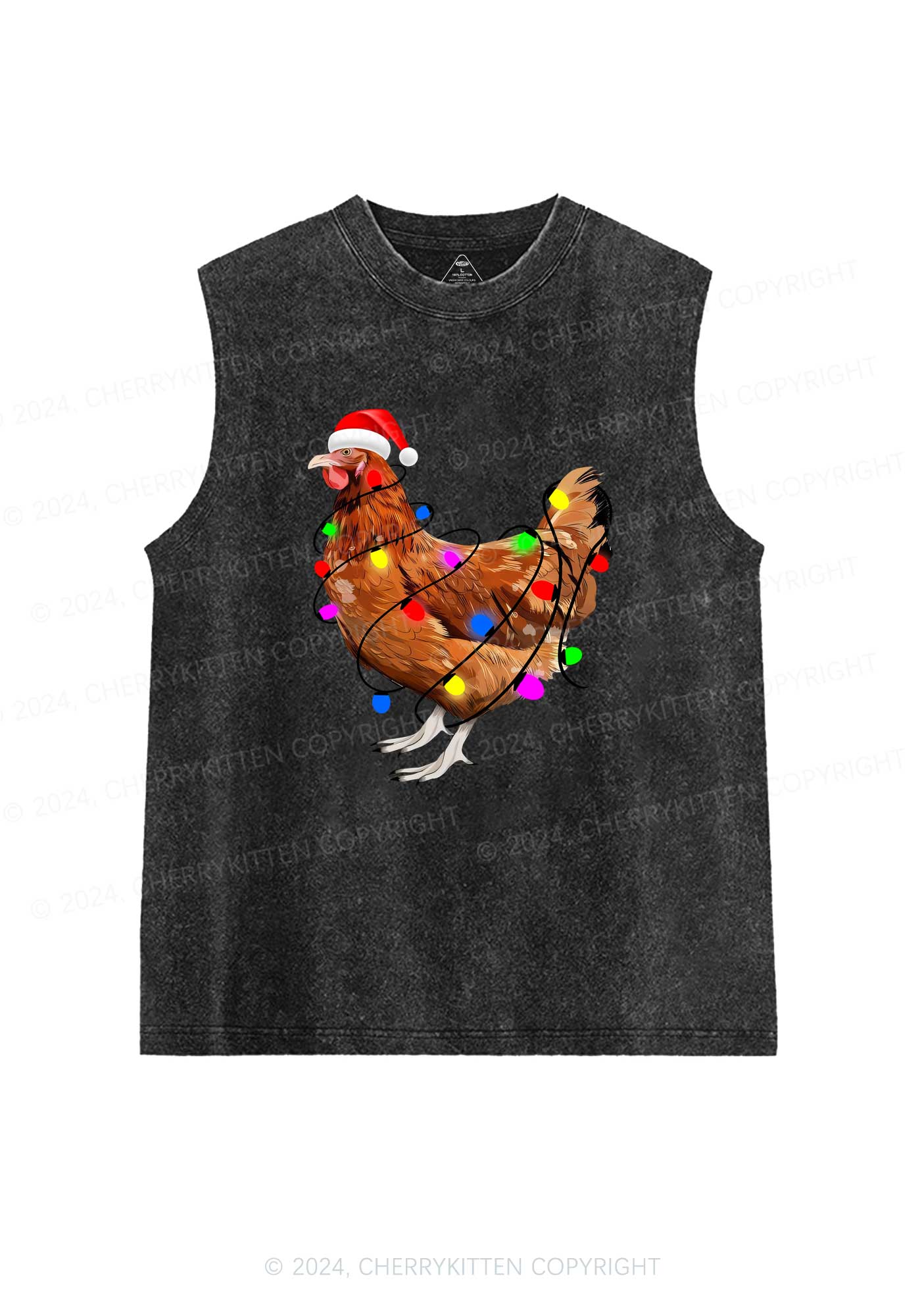 Christmas Hen Y2K Washed Tank Cherrykitten