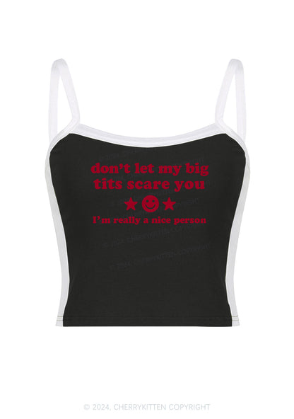 Dont Let My Big Txts Scare You Y2K Color Block Crop Cami Top Cherrykitten