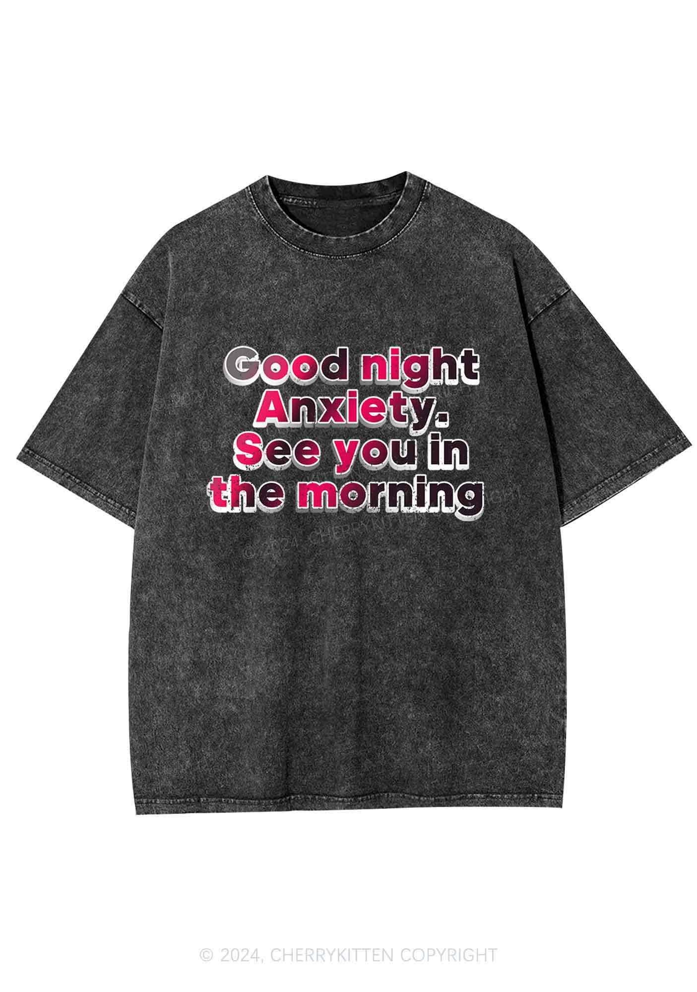 Good Night Anxiety Y2K Washed Tee Cherrykitten