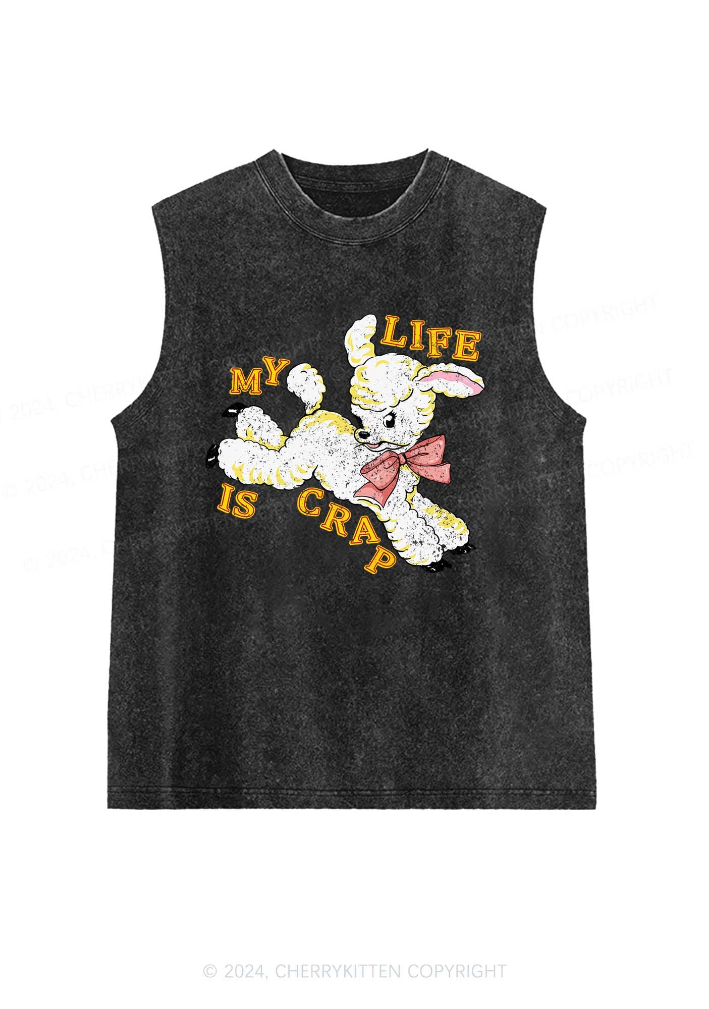 Life Is Crap Y2K Washed Tank Cherrykitten