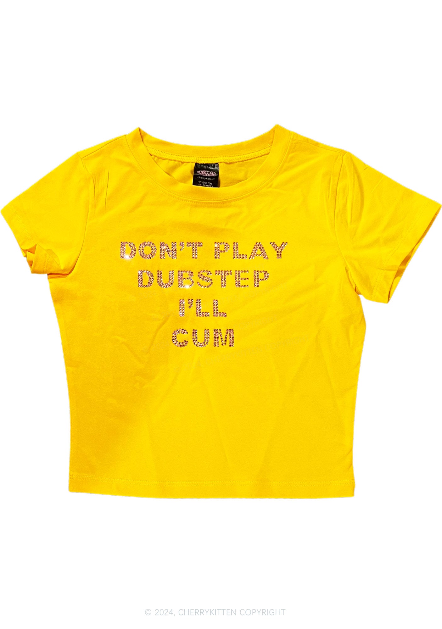 Rhinestone Dont Play Dubstep Y2K Baby Tee Cherrykitten