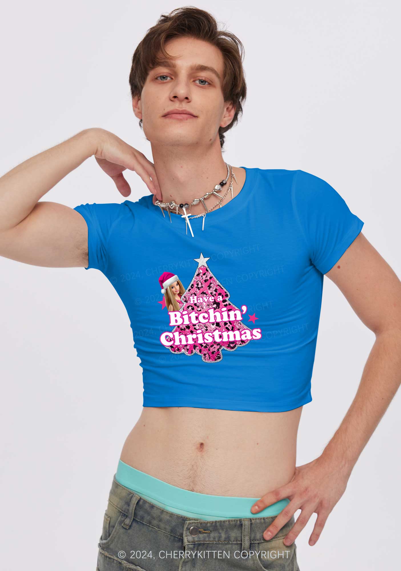 Christmas Bxxchin Y2K Baby Tee Cherrykitten