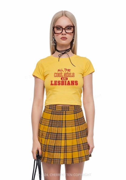 Cool Girls Are Lesbians Y2K Baby Tee Cherrykitten