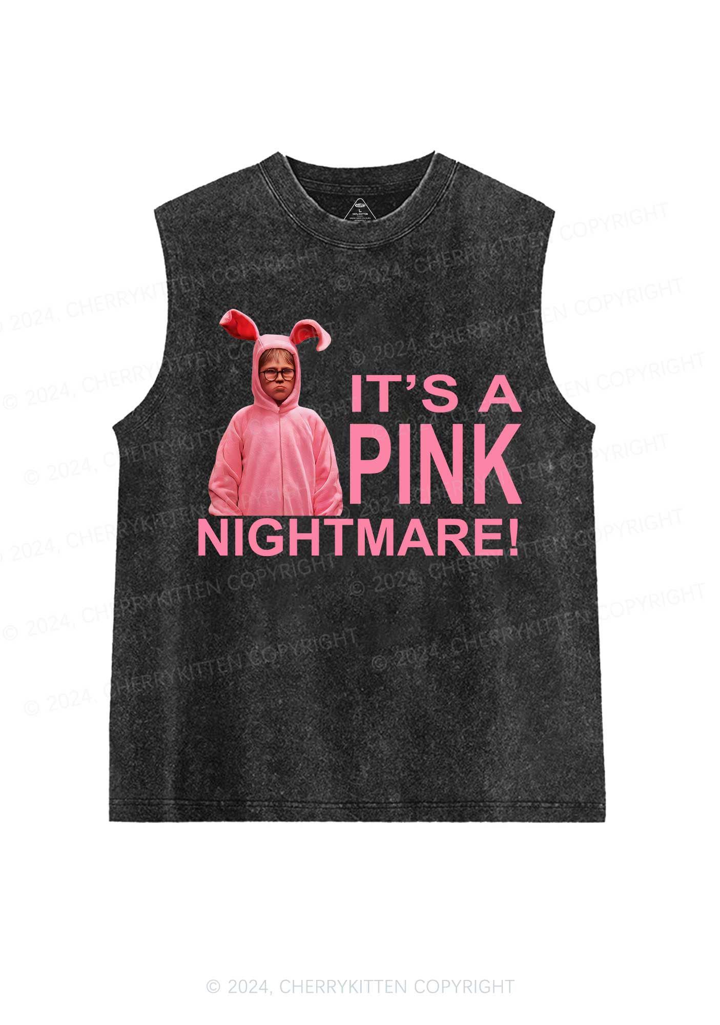 Christmas Pink Nightmare Y2K Washed Tank Cherrykitten