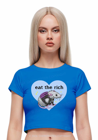 Eat The Rich Rat Y2K Baby Tee Cherrykitten