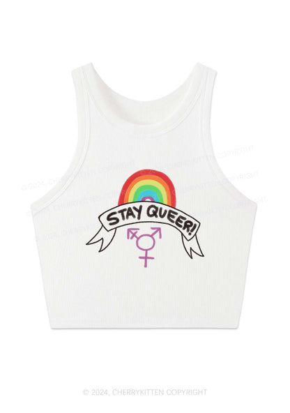 Stay Queer Y2K Crop Tank Top Cherrykitten