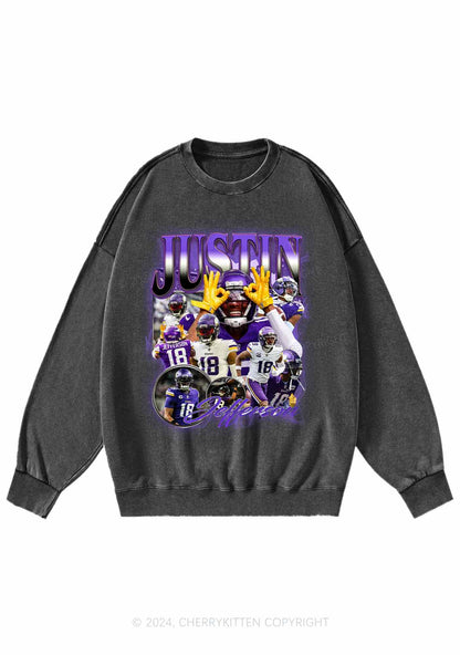 Purple Justin Y2K Super Bowl Washed Sweatshirts Cherrykitten