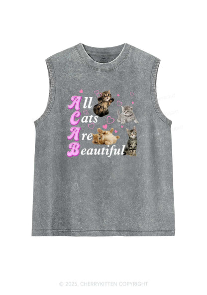 All Cats Are Beautiful Y2K Washed Tank Cherrykitten