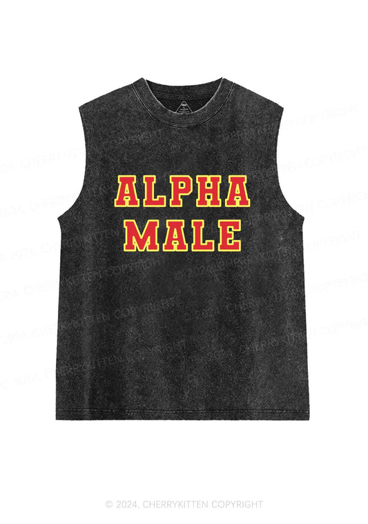 Red Alpha Male Y2K Washed Tank Cherrykitten