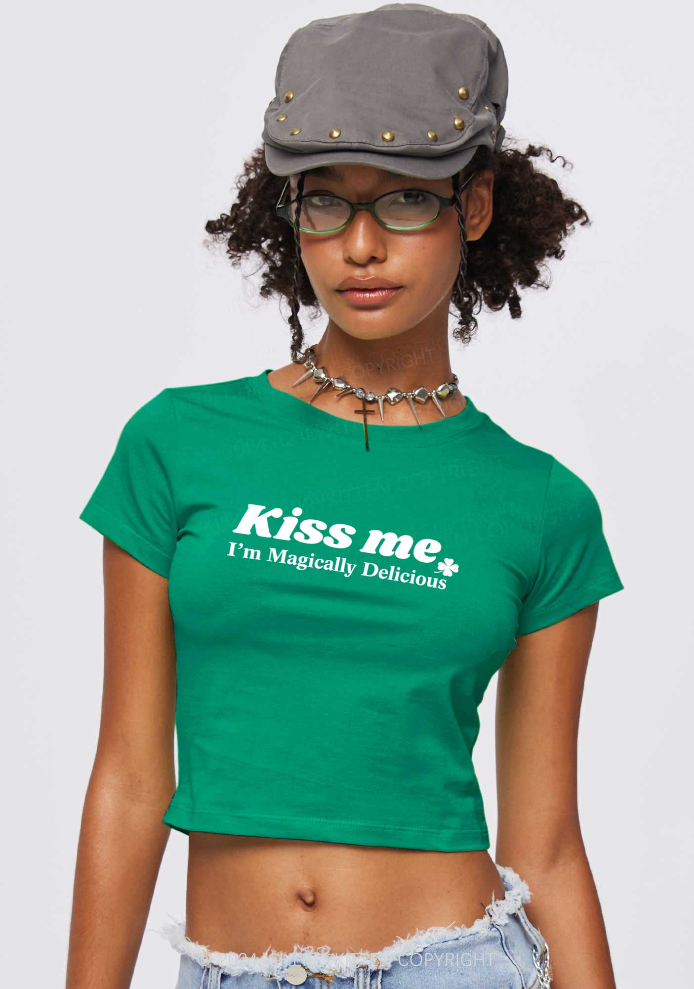 Im Magically Delicious St Patricks Y2K Baby Tee Cherrykitten