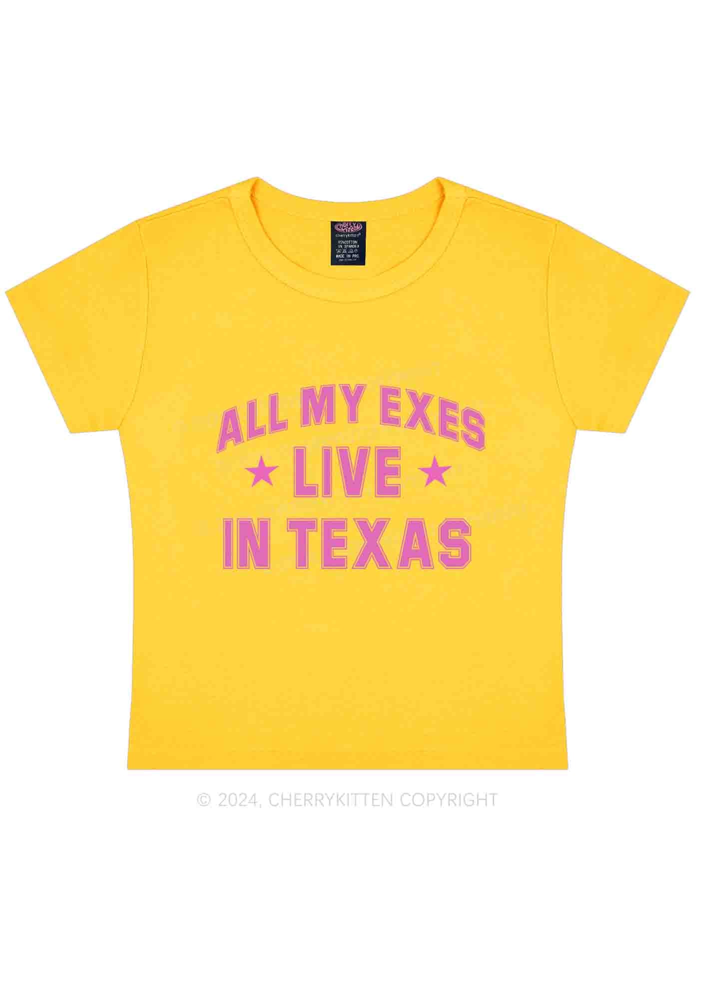 Custom My Exes Live In Texas Y2K Baby Tee Cherrykitten