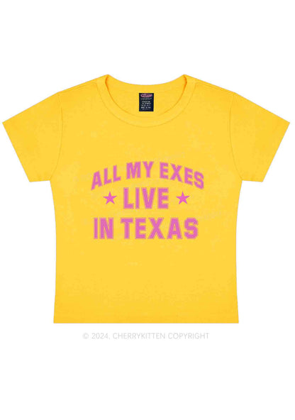 Custom My Exes Live In Texas Y2K Baby Tee Cherrykitten