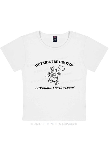 Outside I Be Hootin' Y2K Baby Tee Cherrykitten