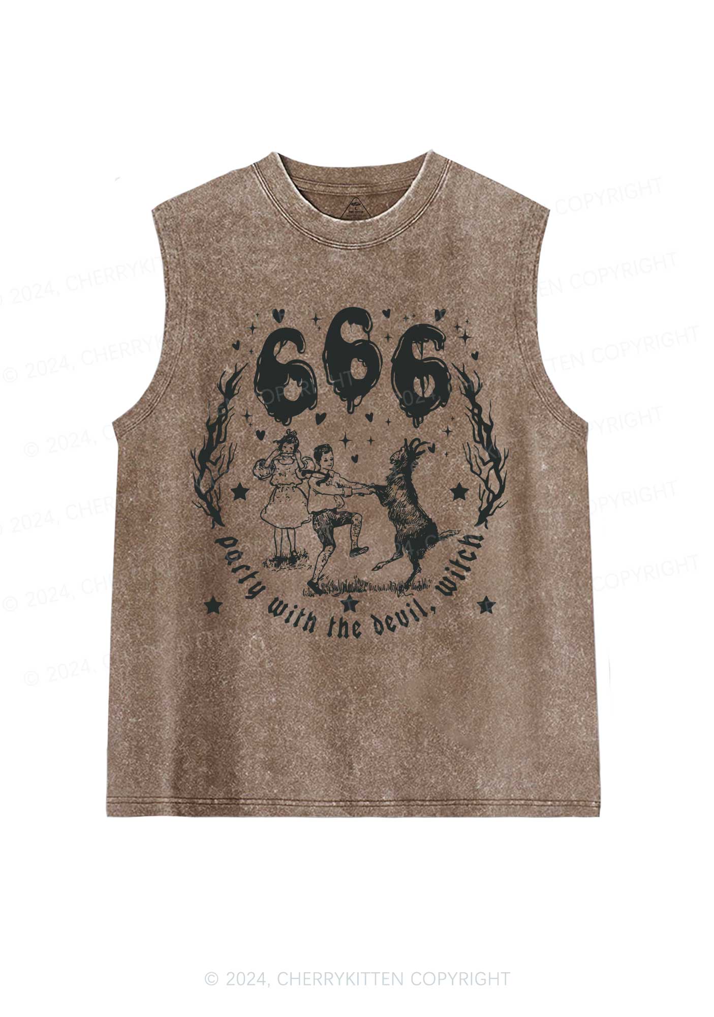 Halloween Devil Witch Y2K Washed Tank Cherrykitten