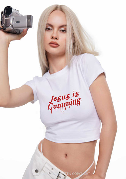 Jesus Is Cumming Y2K Baby Tee Cherrykitten