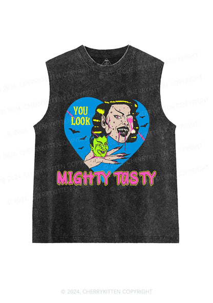 Halloween You Look Tasty Y2K Washed Tank Cherrykitten