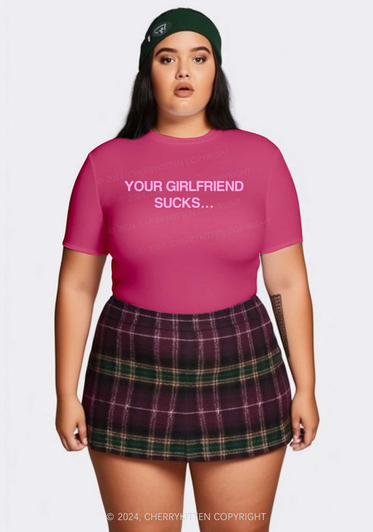 Curvy Your GF Sucks I Swallow Y2K Baby Tee Cherrykitten