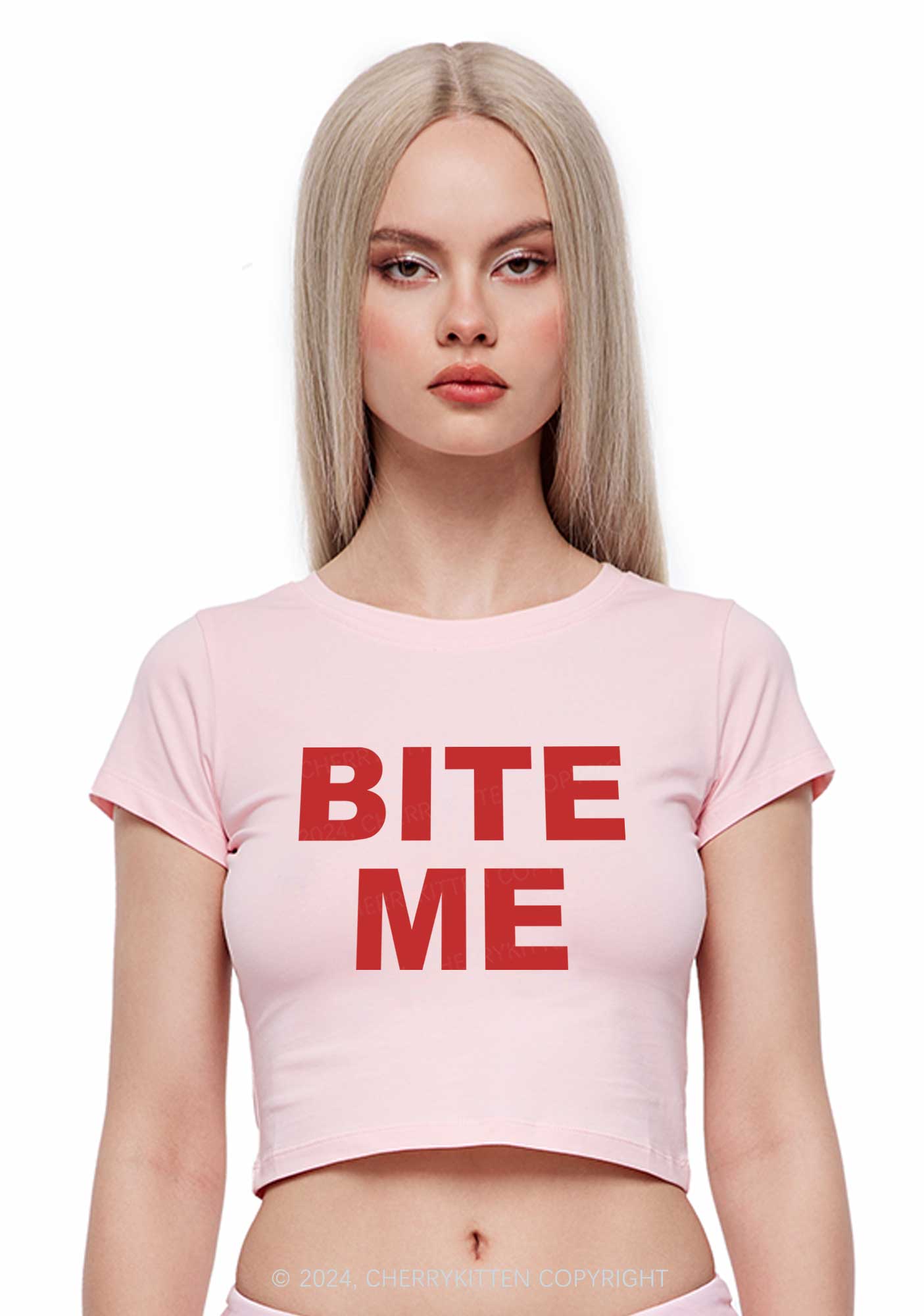 Bite Me Y2K Baby Tee Cherrykitten