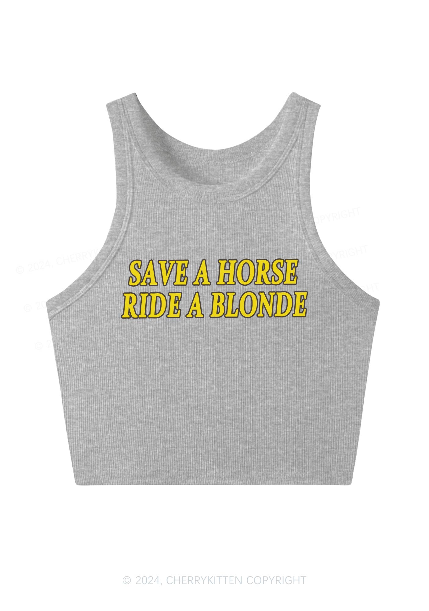 Save Horse Ride Blonde Y2K Crop Tank Top Cherrykitten