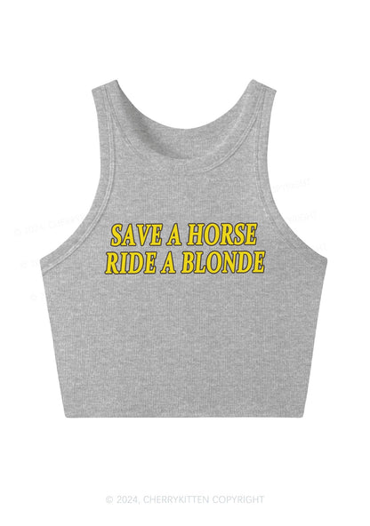 Save Horse Ride Blonde Y2K Crop Tank Top Cherrykitten