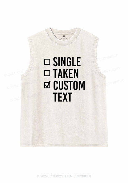 Single Taken Custom Text Y2K Valentine's Day Washed Tank Cherrykitten