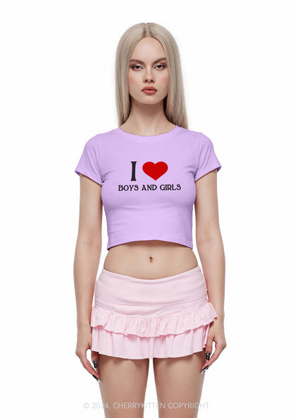 I Love Boys and Girls Y2K Baby Tee Cherrykitten