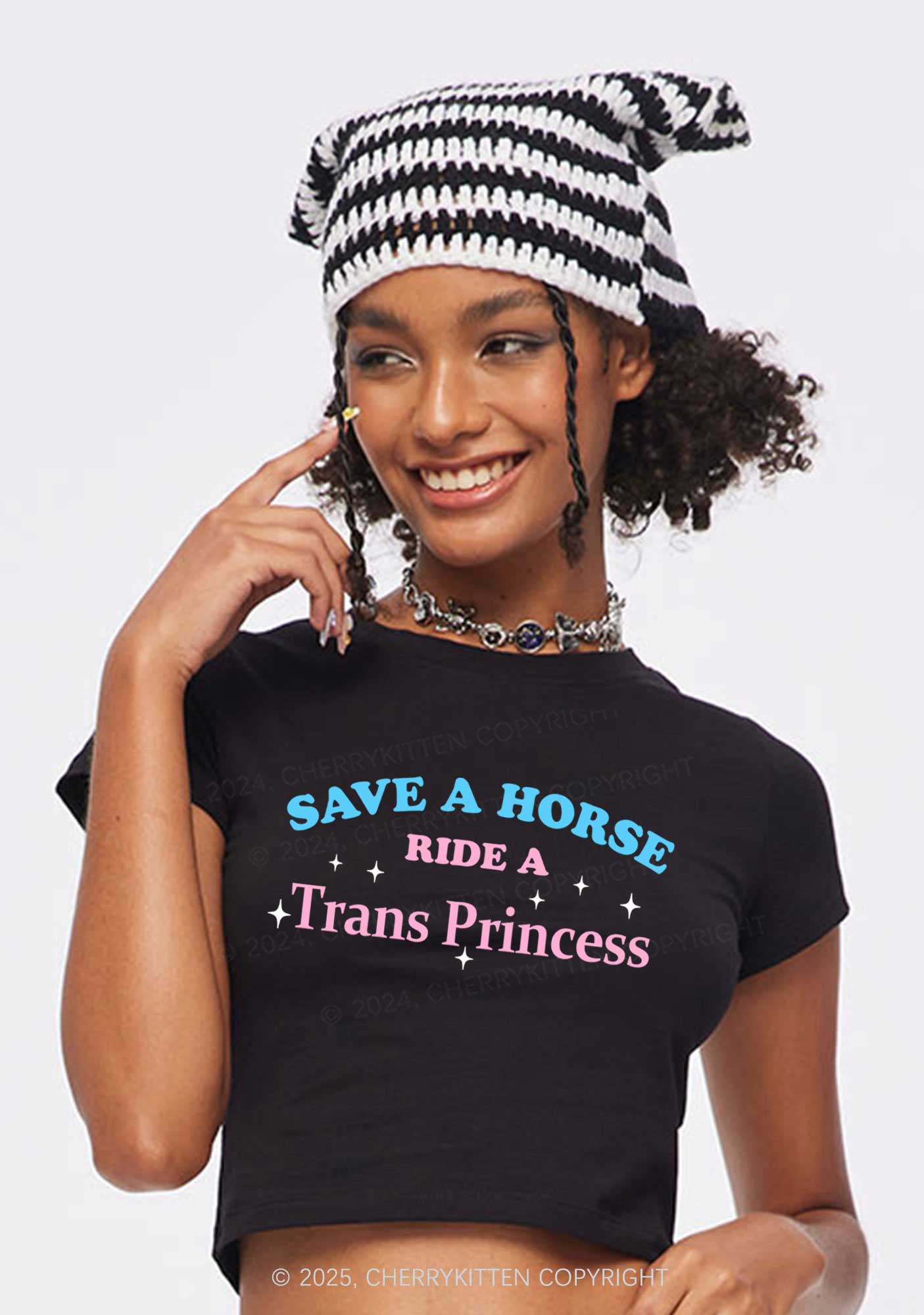 Ride A Trans Princess Y2K Baby Tee Cherrykitten