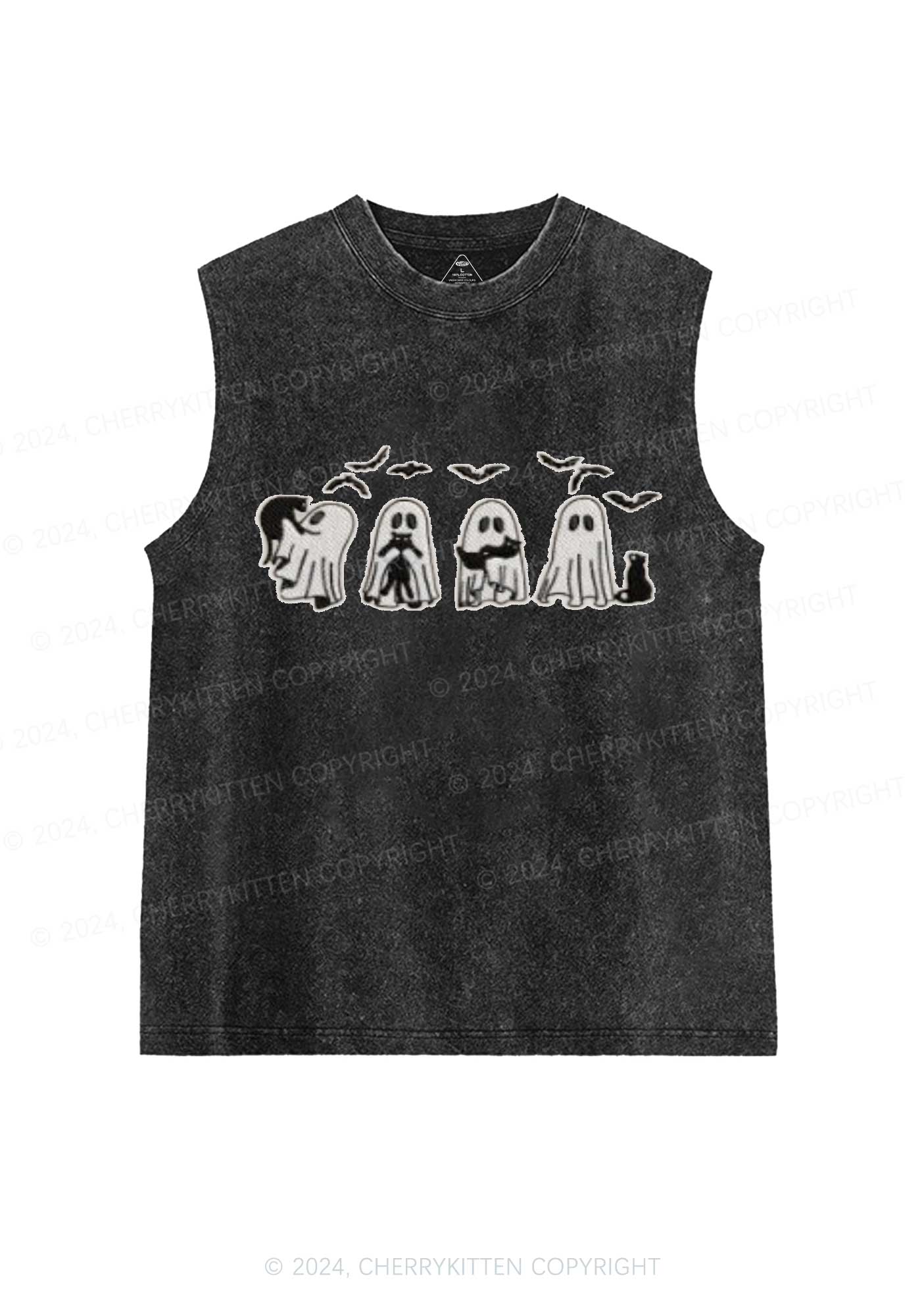 Halloween Ghost Cat Y2K Washed Tank Cherrykitten