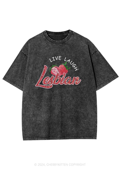 Live Laugh Lesbian Y2K Washed Tee Cherrykitten