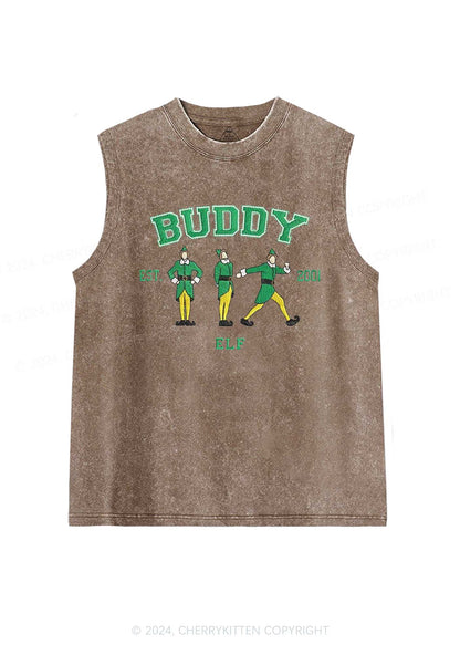 Christmas Elf Buddy Y2K Washed Tank Cherrykitten