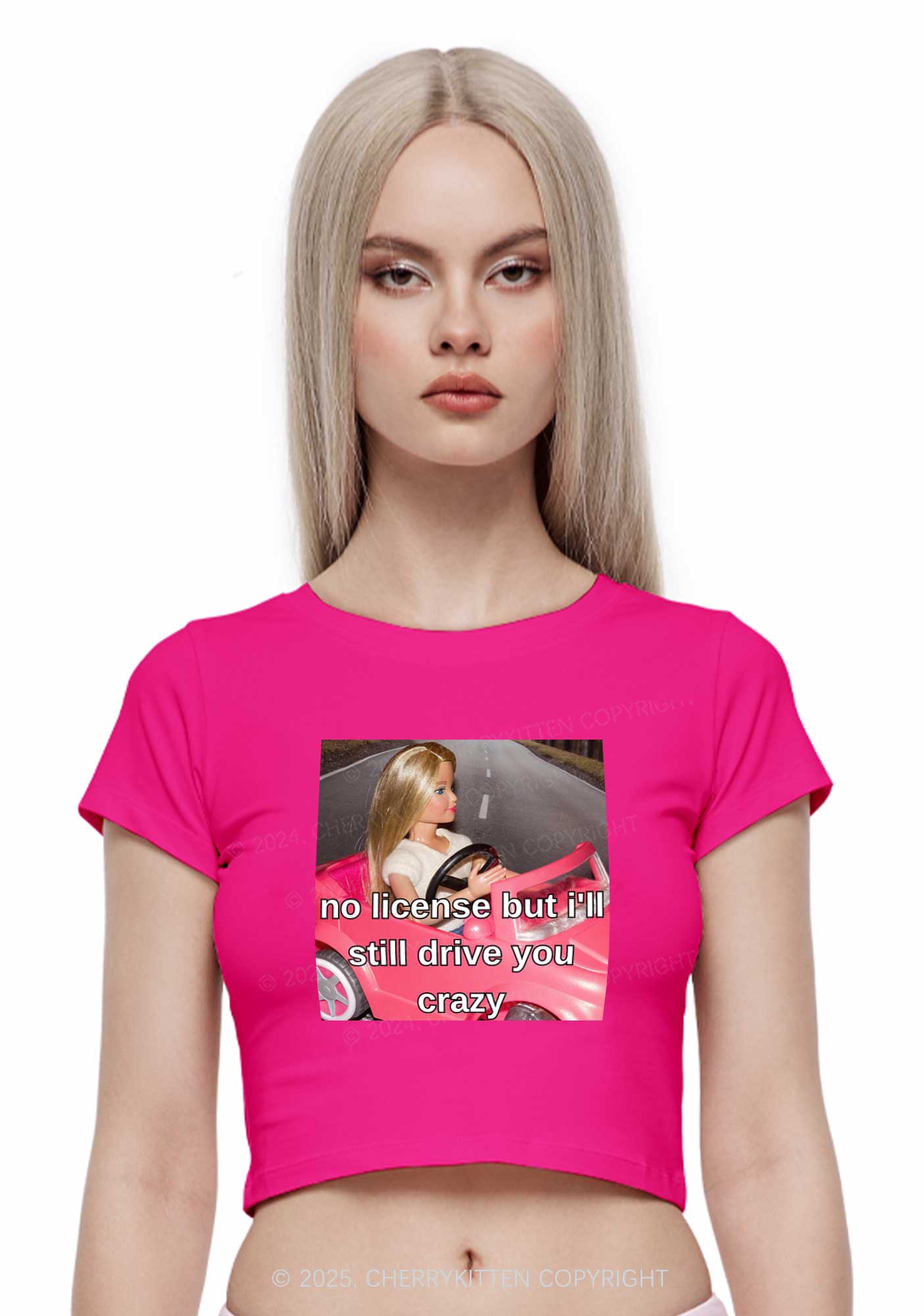 No License Drive Y2K Baby Tee Cherrykitten