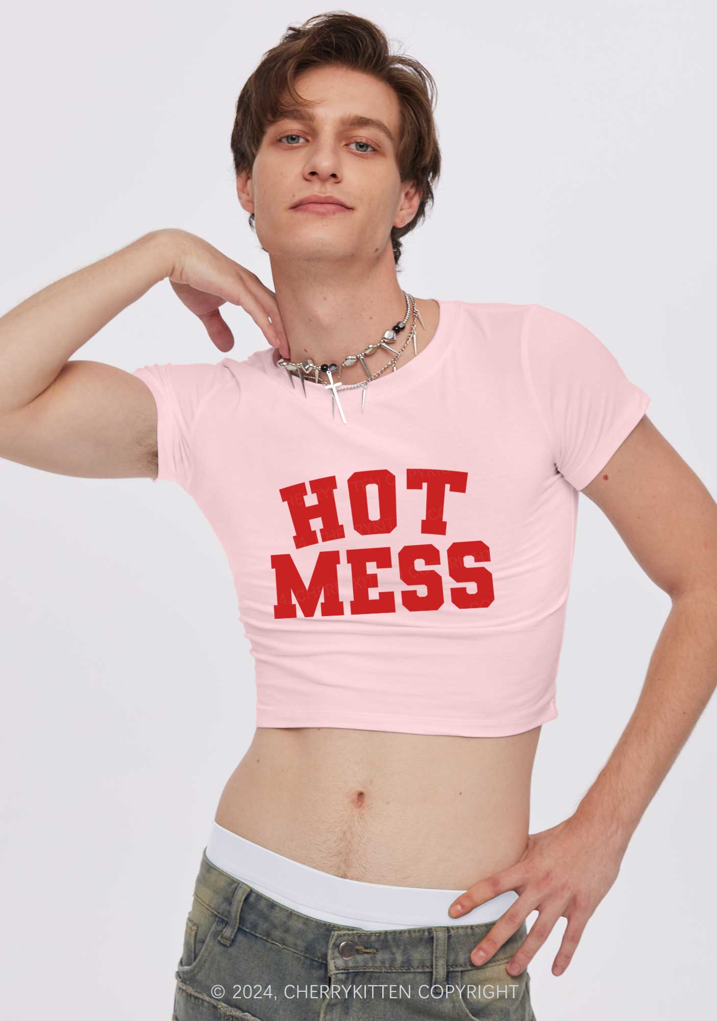 Hot Mess Y2K Baby Tee Cherrykitten