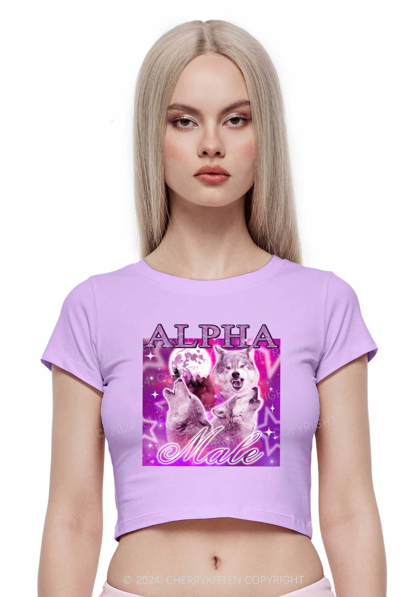 Alpha Male Wolf Y2K Baby Tee Cherrykitten