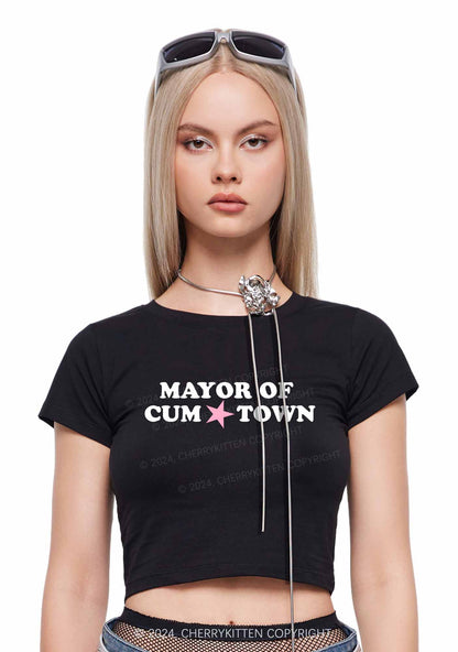 Mayor Of Come Town Y2K Baby Tee Cherrykitten