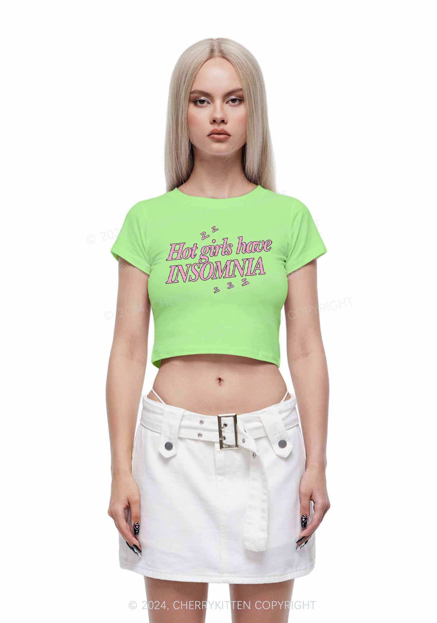 Hot Girls Have Insomnia Y2K Baby Tee Cherrykitten