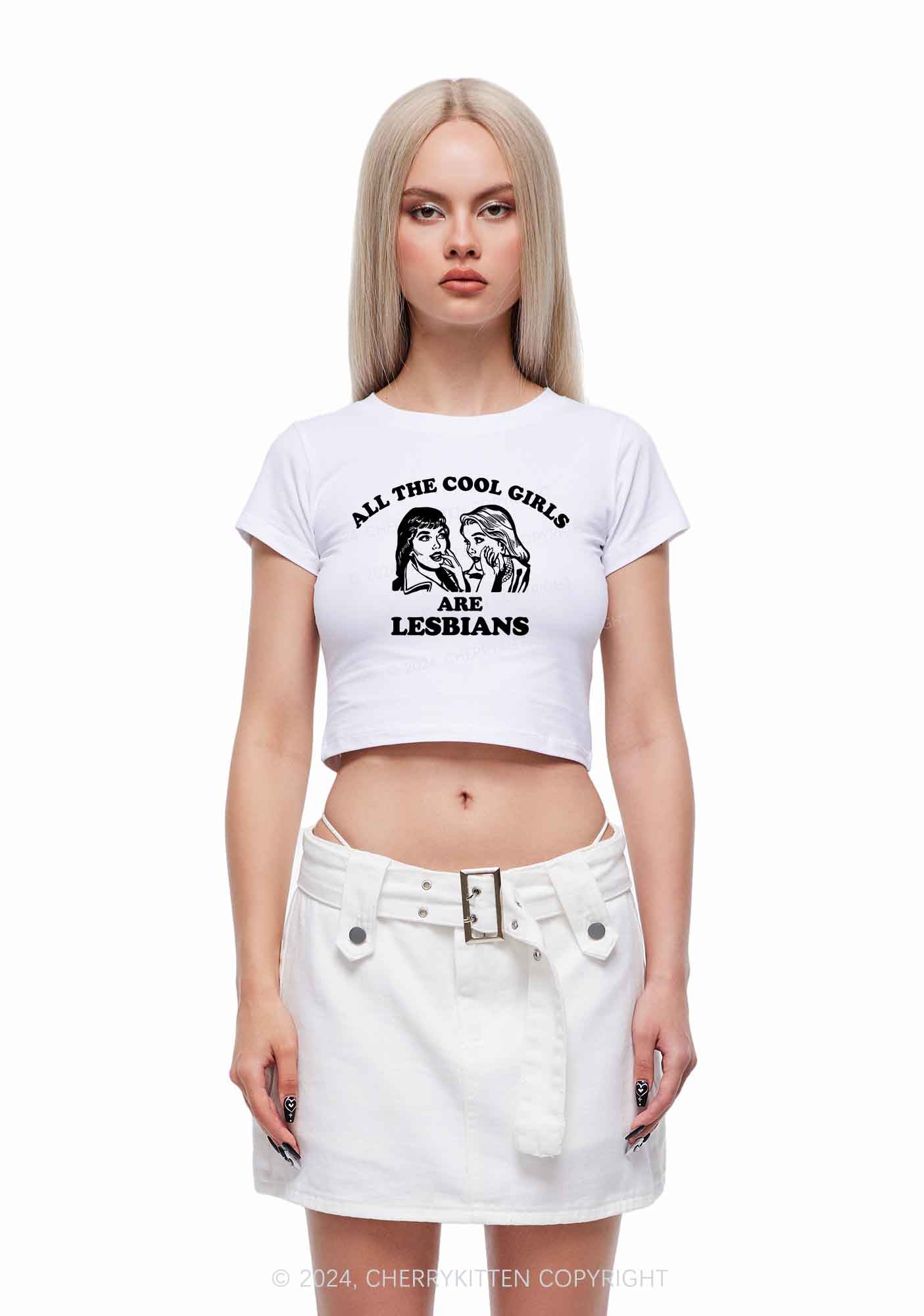 Cool Girls Lesbians Y2K Baby Tee Cherrykitten