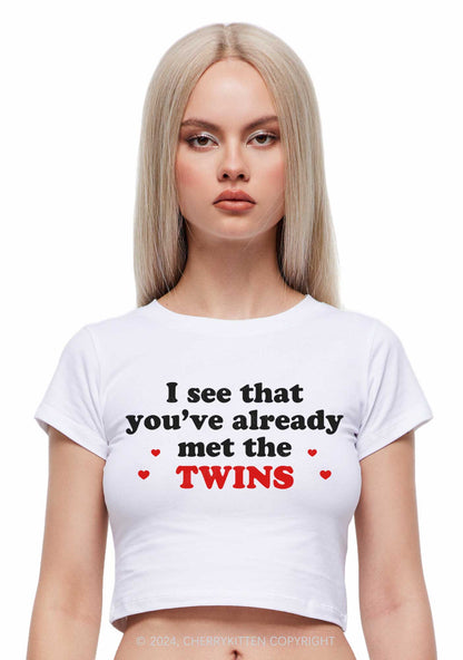 You've Already Met The Twins Y2K Baby Tee Cherrykitten