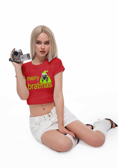 Christmas Merry Bratmas Y2K Baby Tee Cherrykitten