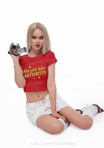 Hot Girls Have Arthritis Y2K Baby Tee Cherrykitten