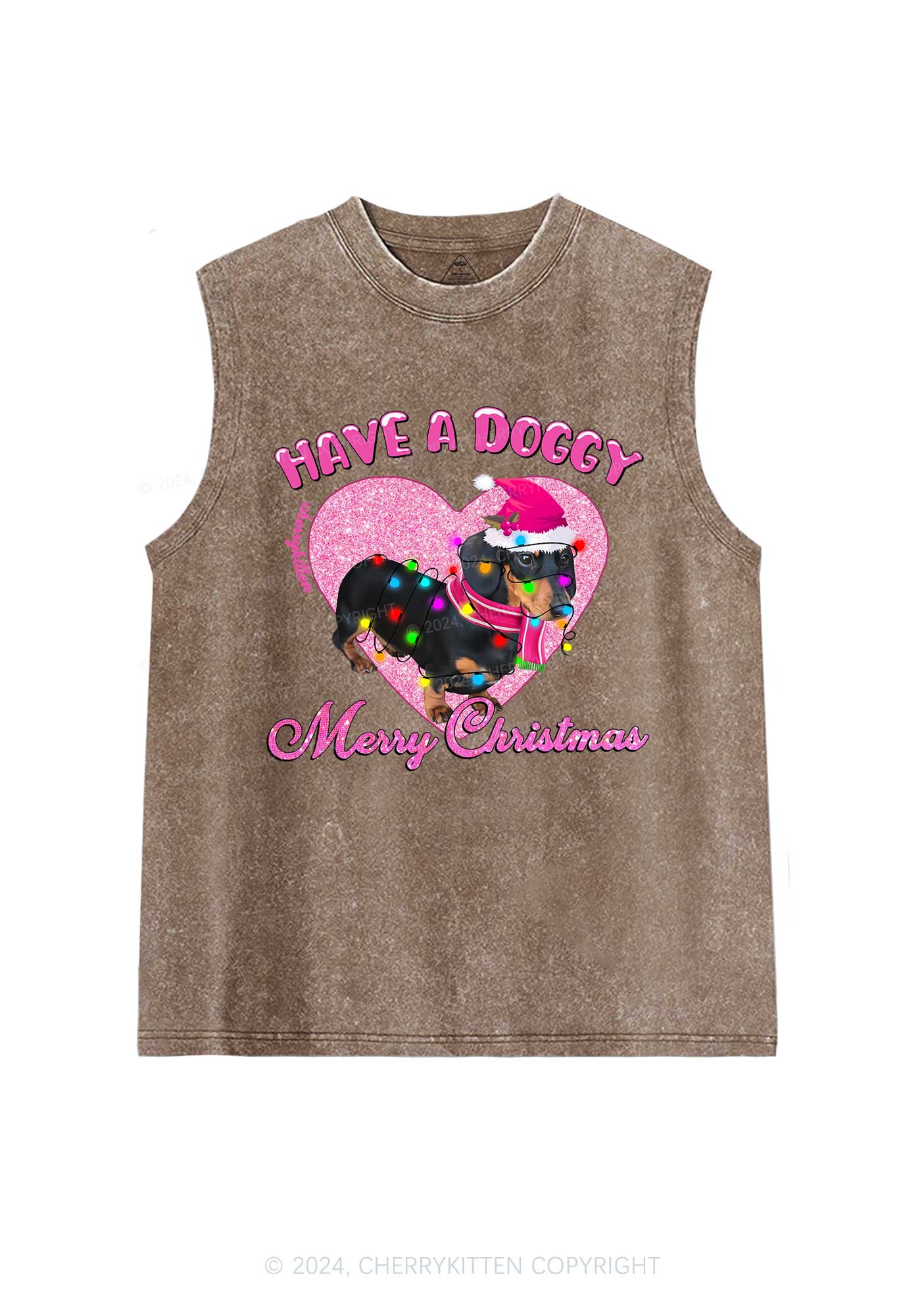 Have A Doggy Christmas Y2K Washed Tank Cherrykitten