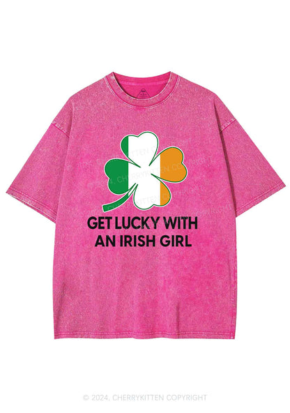 Get Lucky Irish Girl St Patricks Y2K Washed Tee Cherrykitten